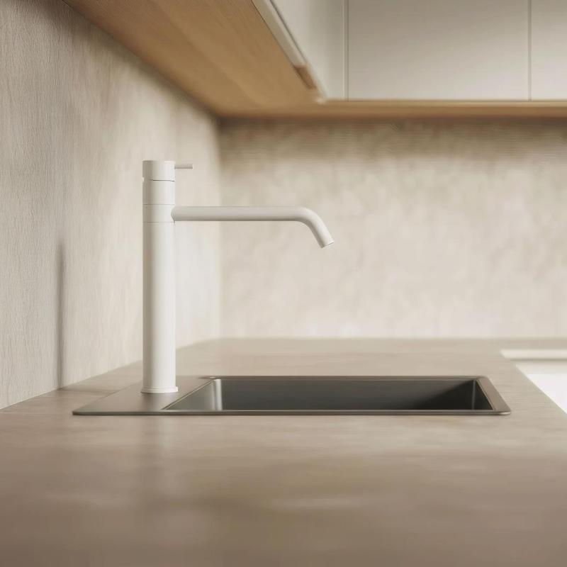 Grifo monomando de cocina Waterevolution Flow blanco mate T150BR