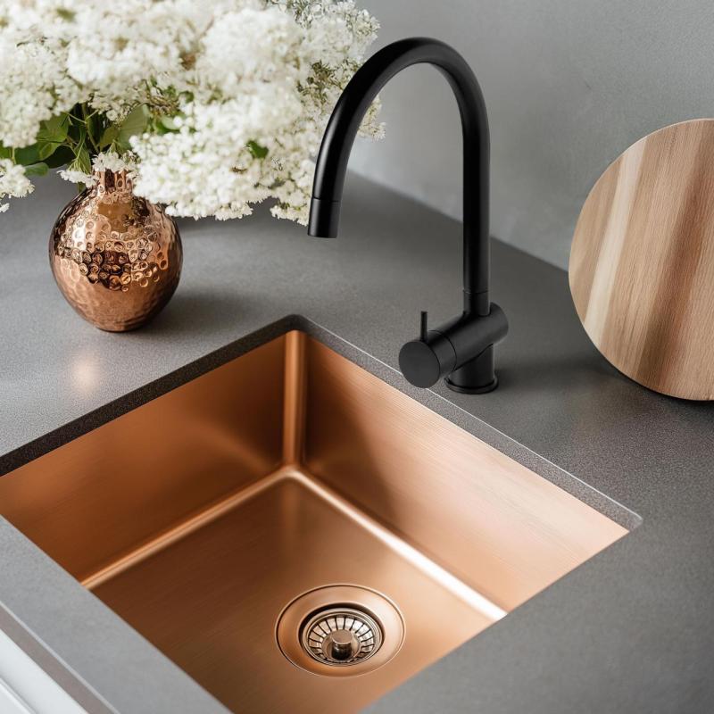 Grifo monomando de cocina Waterevolution Flow negro mate con caño extraíble T155PR