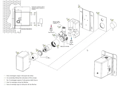 Waterevolution Flow Consealed thermostatic bathub/shower mixer with easy box and 2 exits diverter, built-in + external parts Chrome T132TB01