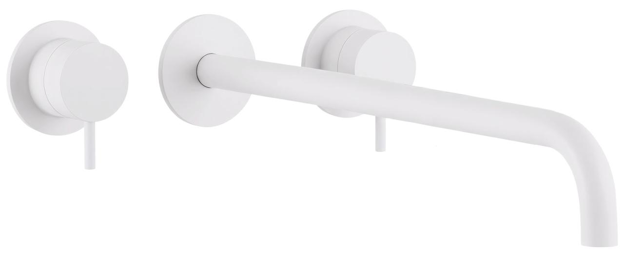 Grifo Waterevolution  Flow empotrado de 3 orificios para lavabo blanco mate con caño 25 T1163FBR-25