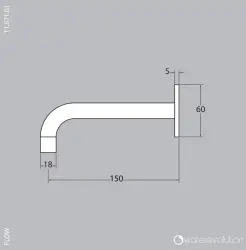 Caño Waterevolution Flow para bañera blanco mate T1671BR longitud caño 15cm