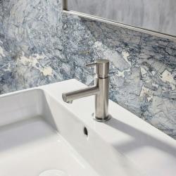 Grifo de lavabo Waterevolution S22 de acero inoxidable con desagüe T410IE