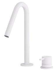 Grifo para lavabo Watervolution Flow de 2 orificios, blanco mate, con caño pequeño en V de 120 mm T1121VBR