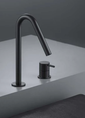 Waterevolution Flow Washbasin mixer with 2 holes and automatic stop & go valve V Black T112VPR