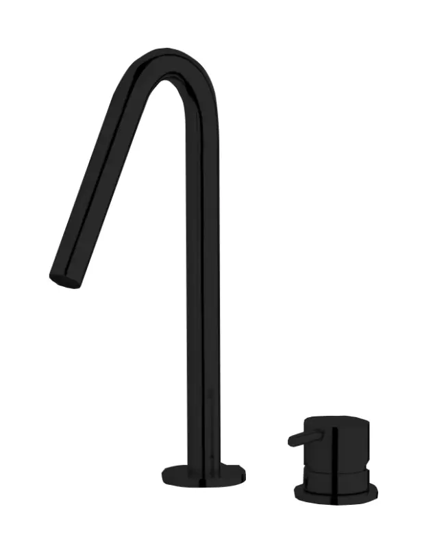 Grifo Waterevolution Flow de 2 orificios para lavabo negro mate con caño pequeño V 127mm T1121VPR