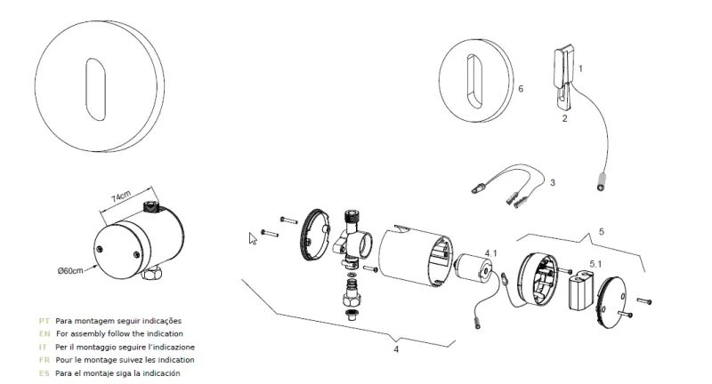 Sensor de infrarrojos Waterevolution Flow para lavabo empotrado alimentado por toma de corriente negro mate T118EEPR