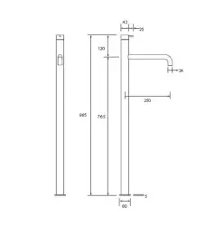 Grifo Waterevolution Flow de pie para bañera independiente blanco mate T134BR