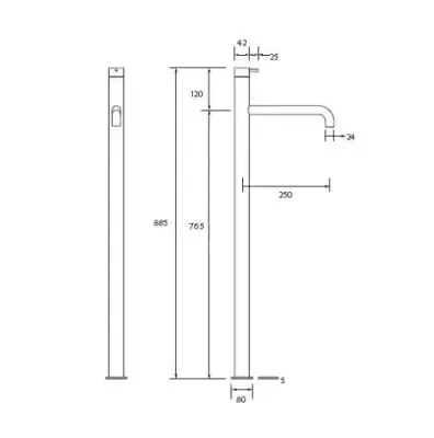 Waterevolution Flow Floor standing bathub mixer Chroom T13401