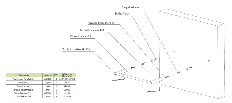 Toallero Waterevolution S22 30 cm acero inoxidable A411IE
