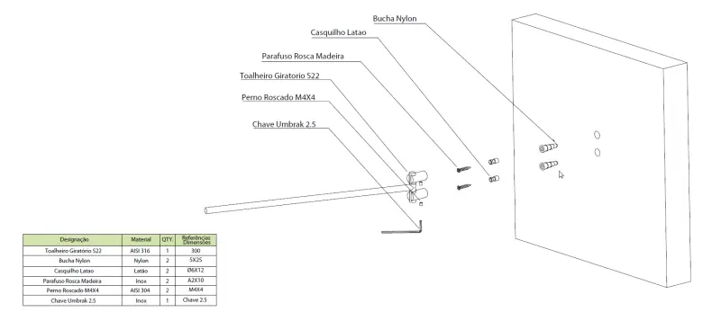 Toallero Waterevolution S22 giratorio 30 cm acero inoxidable A415IE