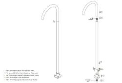 Caño Waterevolution Flow para bañera de pie blanco mate T1673BR
