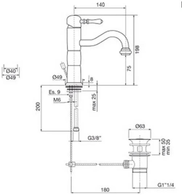 Grifo PB Classic para lavabo pilar cromado 1208592552