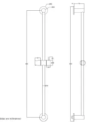 Barra deslizante Waterevolution Flow 800mm cromada T166001