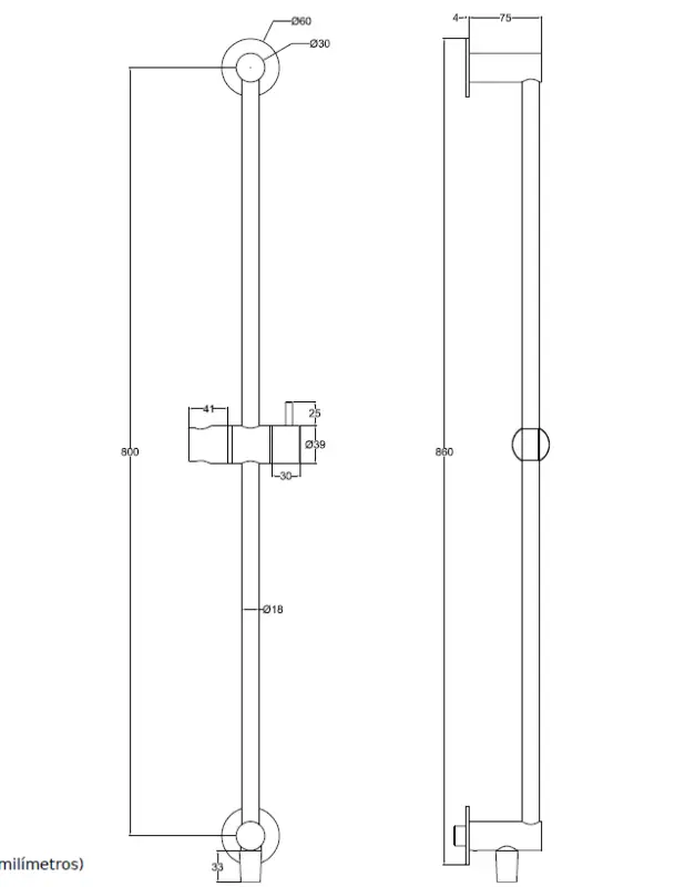 Barra deslizante Waterevolution Flow con teleducha 800mm blanco mate T1661BR