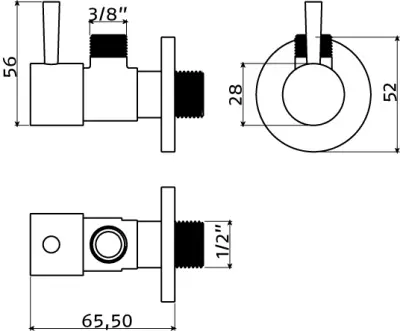 Clou InBe design angle stop valve type 1 round chrome
