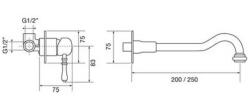 Mezclador monomando PB Classic de lavabo 25cm cromado 1208674312