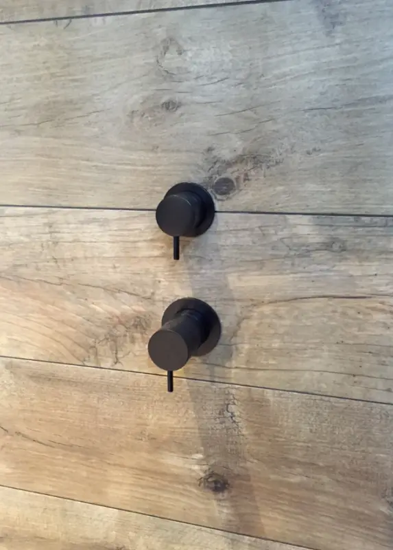 Termostato de ducha empotrado Waterevolution Flow con 2 salidas, negro mate con roseta redonda 1208778072