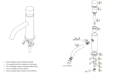 Waterevolution Flow Washbasin tap with automatic stop & go valve White T110TPBR