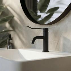 Grifo de lavabo Waterevolution Flow incluido tapón clic negro mate T111PR