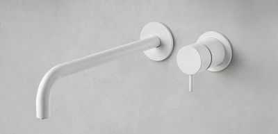 Grifo empotrado para lavabo Watervolution Flow, blanco mate, con caño de 21 cm T116BBR-21