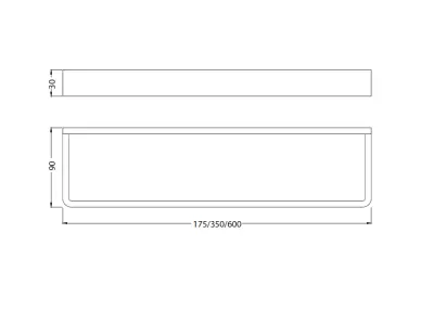 Waterevolution Deep Simple towel rail 350 mm White A211BR