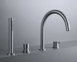Waterevolution Flow deck consealed bathtub mixer with 2 extis diverter Stainless steel T138IE