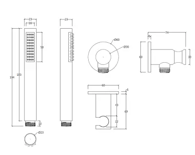 Waterevolution Flow Shower holder with outlet, flexible and handshower Stainless steel T1621IE