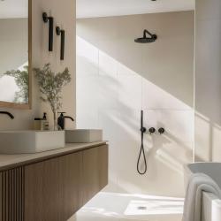 Conjunto de ducha Waterevolution Flow empotrado negro mate con termostato, efecto lluvia y teleducha 1208846402