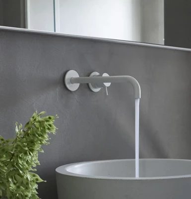 Waterevolution Flow built-in washbasin faucet, matte white with 15 cm spout T116BBR-15