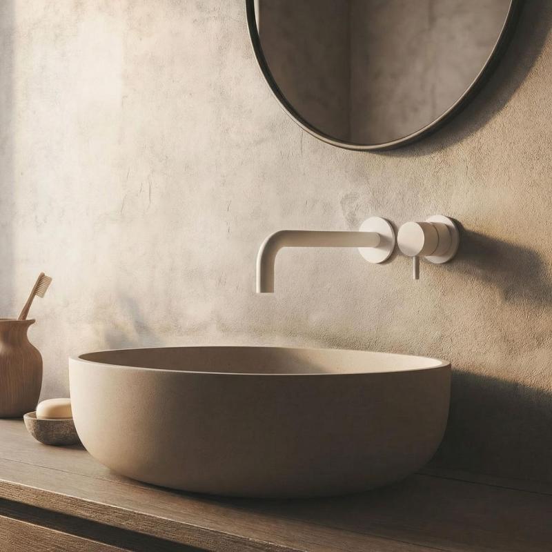 Grifo de lavabo empotrado Watervolution Flow blanco mate con caño de 15 cm T116BBR-15