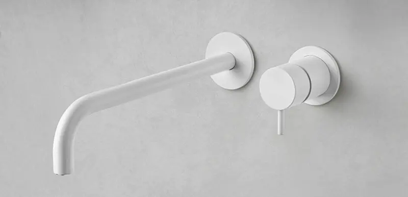 Grifo de lavabo empotrado Watervolution Flow blanco mate con caño de 15 cm T116BBR-15