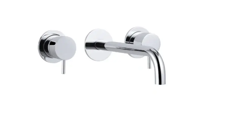 Grifo de lavabo empotrado Waterrevolution Flow de 3 orificios, cromado, con caño de 21 cm T1163F01-21