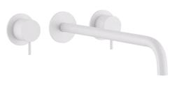 Waterevolution Flow Grifo de lavabo empotrado de 3 orificios Blanco mate con caño de 21 cm T1163FBR-21