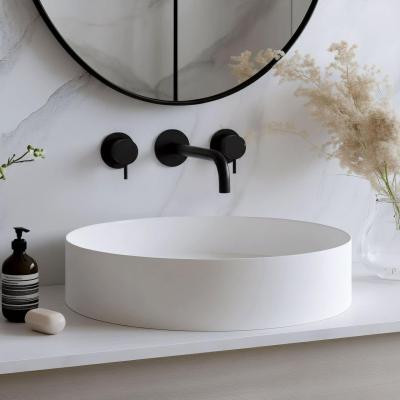 Waterevolution Flow 3-hole built-in sink faucet matt black with spout 15  T1163FPR-15