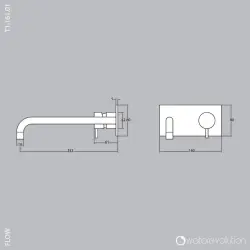 Mezclador de lavabo Waterevolution Flow empotrado con embellecedor cromado y caño 15cm T1161B01-15
