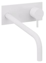 Grifo mezclador de lavabo Waterevolution Flow empotrado con embellecedor blanco mate y caño 21cm T1161BBR-21