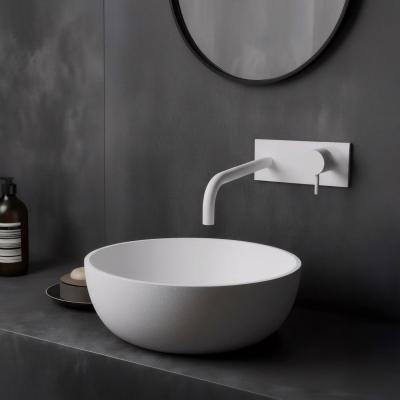 Waterevolution Flow Consealed washbasin monoblox mixer with 21 cm spout, easy box and automatic stop & go valve, built-in + external parts White T1161BBR-21