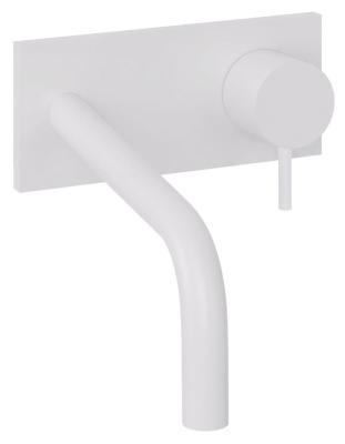 Waterevolution Flow Consealed washbasin monoblox mixer with 15 cm spout, easy box and automatic stop & go valve, built-in + external parts White T1161BBR-15