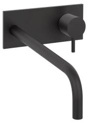 Grifo mezclador de lavabo Waterevolution Flow empotrado con embellecedor negro mate y caño 21cm T1161BPR-21
