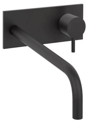 Waterevolution Flow concealed basin mixer with cover plate matt black with spout 21cm T1161BPR-21