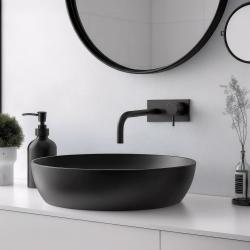 Grifo mezclador de lavabo Waterevolution Flow negro mate y caño 15cm T1161BPR-15