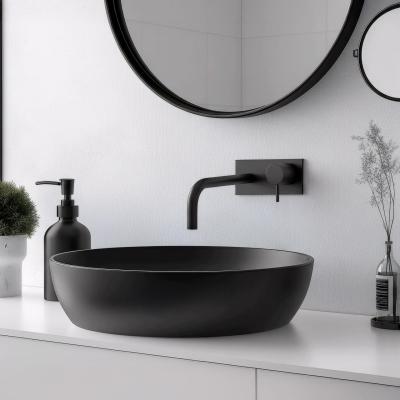 Waterevolution Flow concealed basin faucet with matt black trim and 15cm spout T1161BPR-15