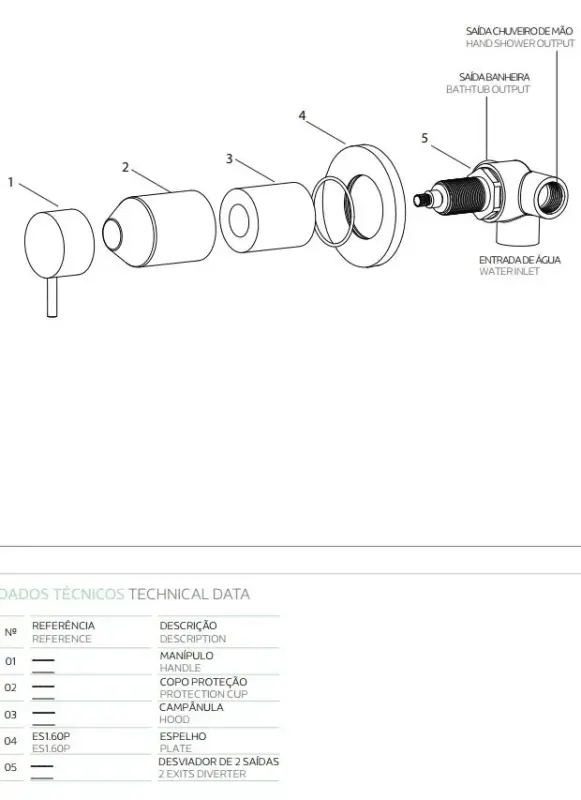 Desviador Waterevolution Flow empotrado 2 vías roseta redonda cromo T1482S01