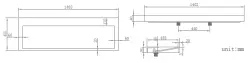 Fregadero Solid-S Quatra de superficie sólida, acabado mate blanco, sin orificio para grifo, 140 x 45,5 x 8 cm 1208852752.