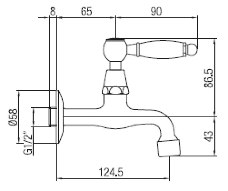Grifo de lavabo PB classic mural con palanca blanca agua fría cromado 1208853472