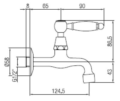 PB Classic wall washbasin tap with white lever cold water bronze 1208853512