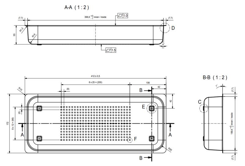 Bandeja para utensilios Franke acero inoxidable 172x412x55mm 112.0057.850