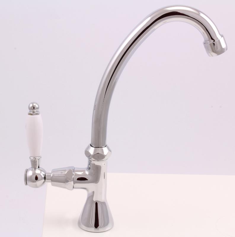 Grifo de lavabo PB Classic con palanca blanca agua fría con caño alto cromado 1208853652
