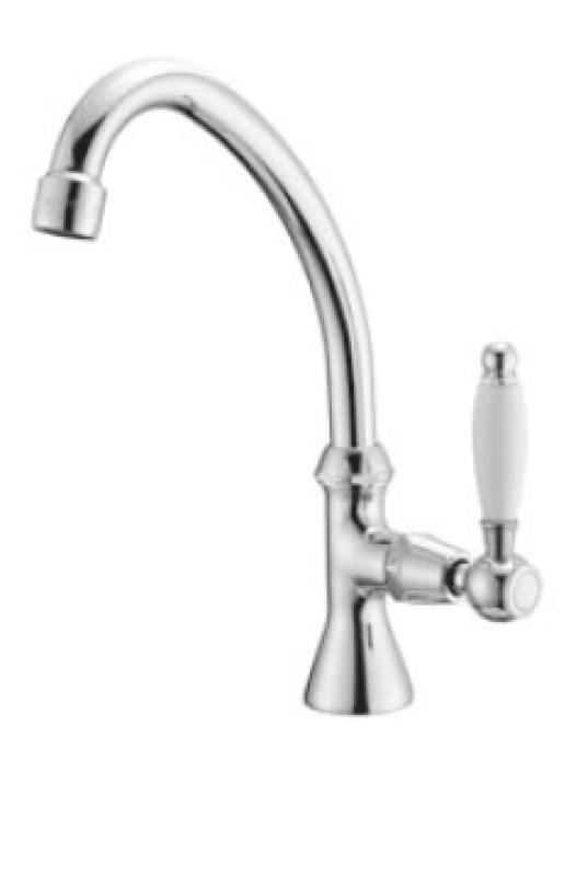 Grifo de lavabo PB Classic con palanca blanca agua fría con caño alto acero inoxidable 1208853702