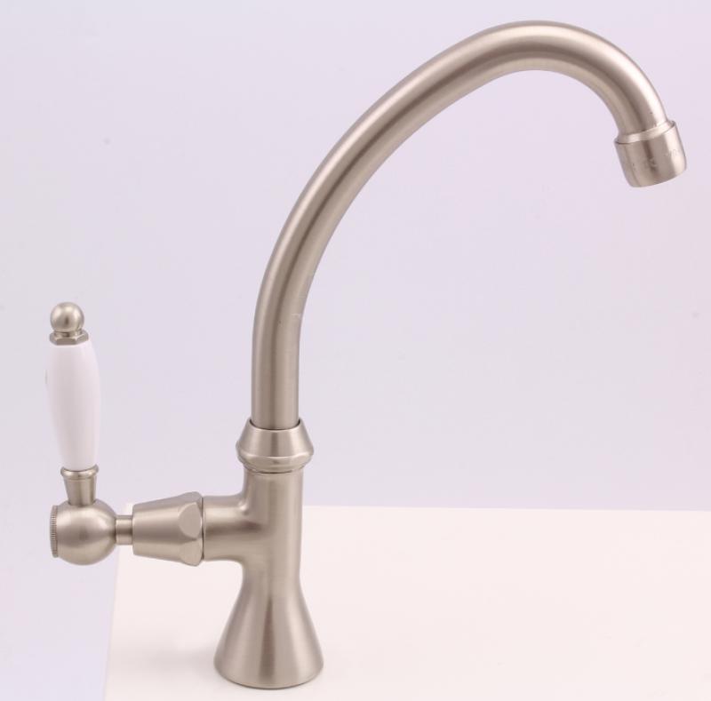 Grifo de lavabo PB Classic con palanca blanca agua fría con caño alto acero inoxidable 1208853702